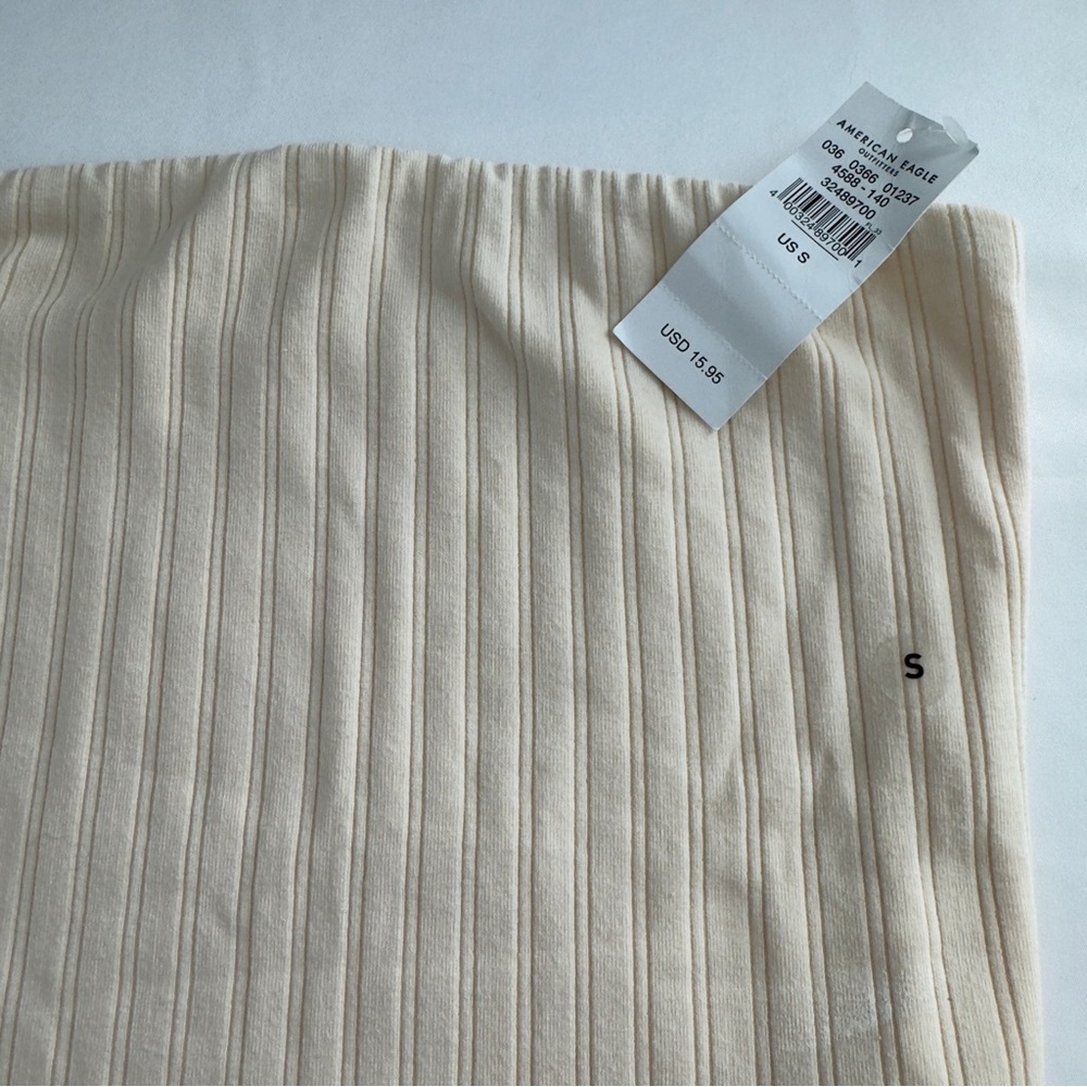 AEO NWT Cream Tube Top Sz S - Picture 2 of 6